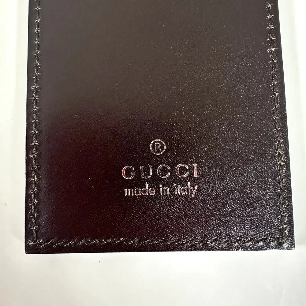 Gucci Pocket Mirror with Leather Case Authentic Vintage
